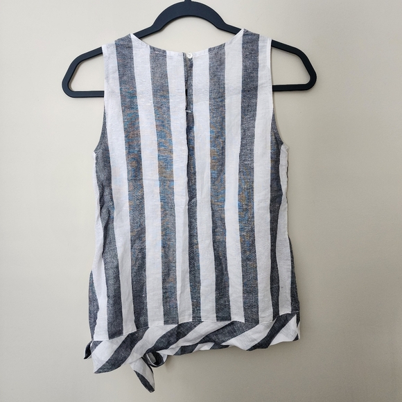 J.Crew Striped Linen Blend Tie-Hem Sleeveless Top – Size 00 - Picture 5 of 8